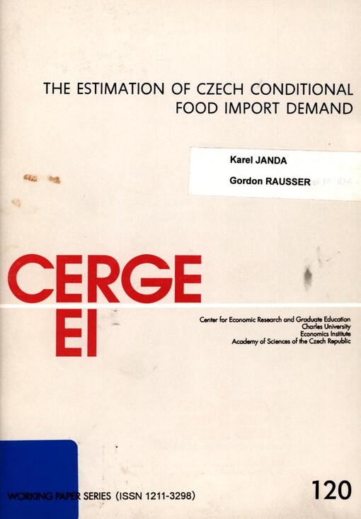 estimation of Czech conditional food import demand