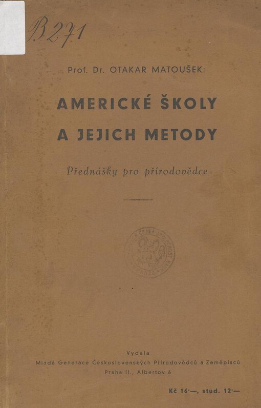 Americké školy a jejich metody: přednášky pro přírodovědce