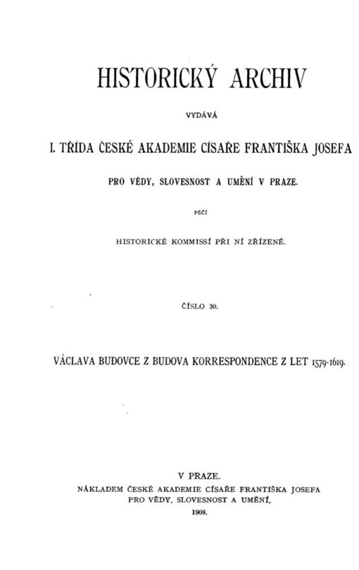 Václava Budovce z Budova korespondence z let 1579-1619