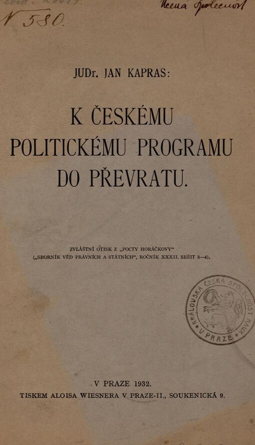 K českému politickému programu do převratu
