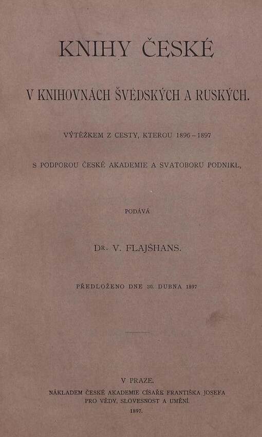 Knihy české v knihovnách švédských a ruských