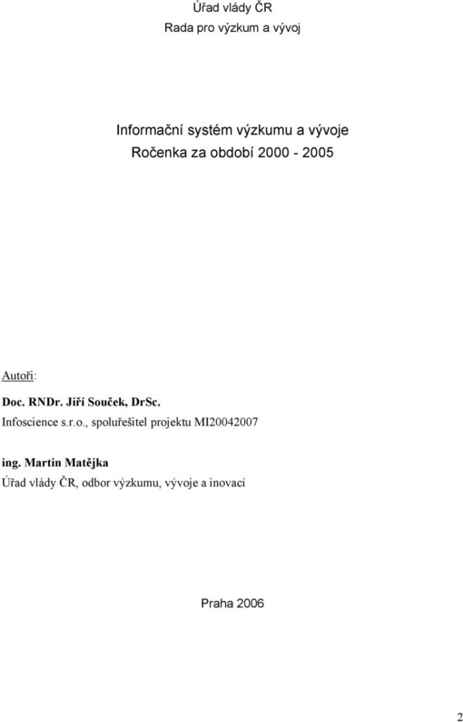 Informační systém výzkumu a vývoje : ročenka za období 2000-2005