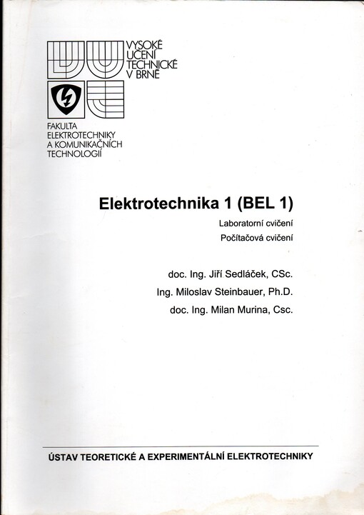 Elektrotechnika 1 : laboratorní cvičení, počítačová cvičení