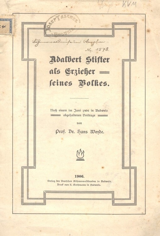 Adalbert Stifter als Erzieher seines Volkes