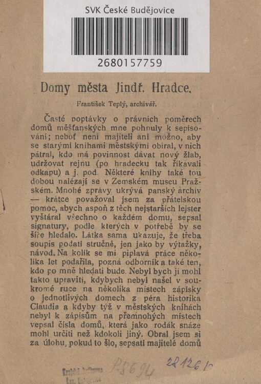 Domy města Jindř. Hradce