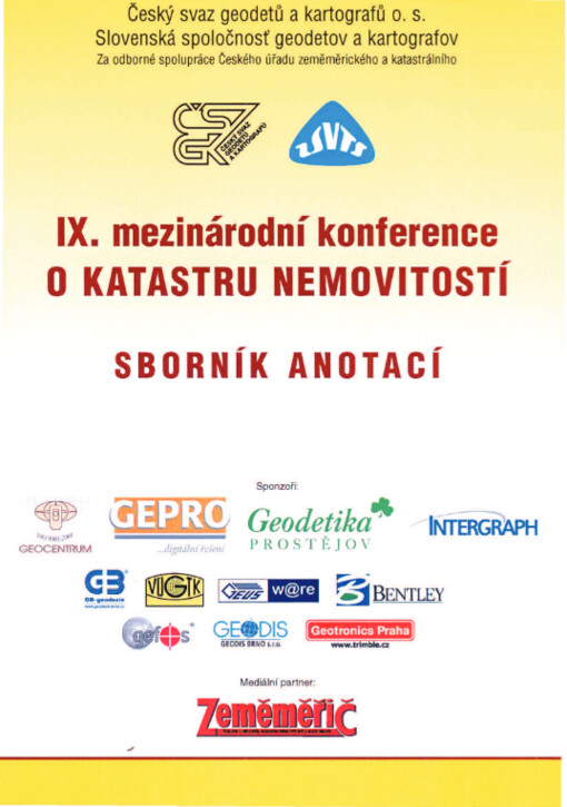 IX. mezinárodní konference o katastru nemovitostí : sborník anotací