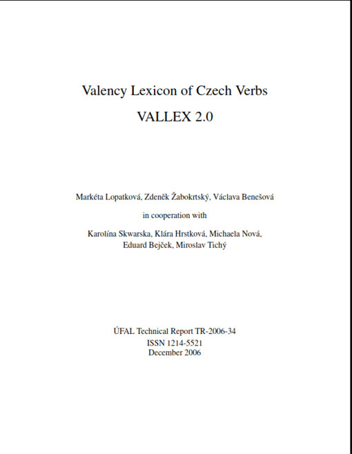 Valency lexicon of Czech verbs VALLEX 2.0