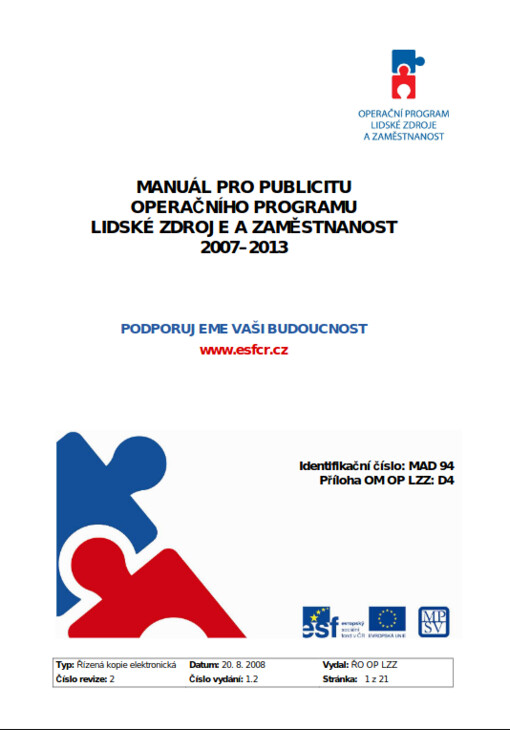 Manuál pro publicitu Operačního programu Lidské zdroje a zaměstnanost