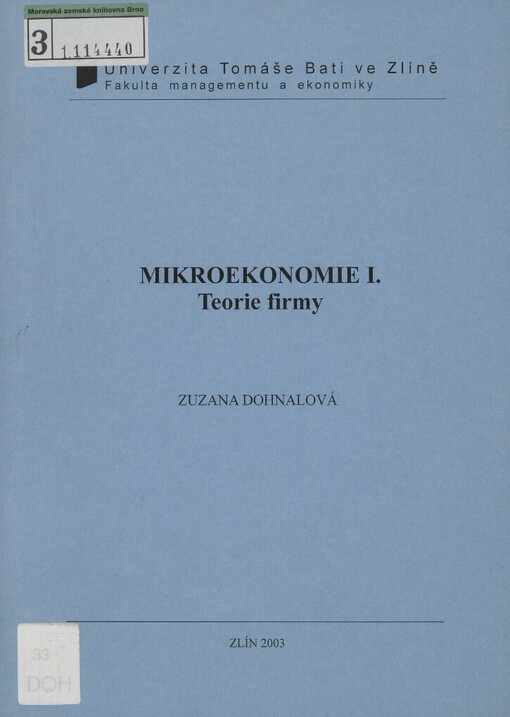 Mikroekonomie I: teorie firmy