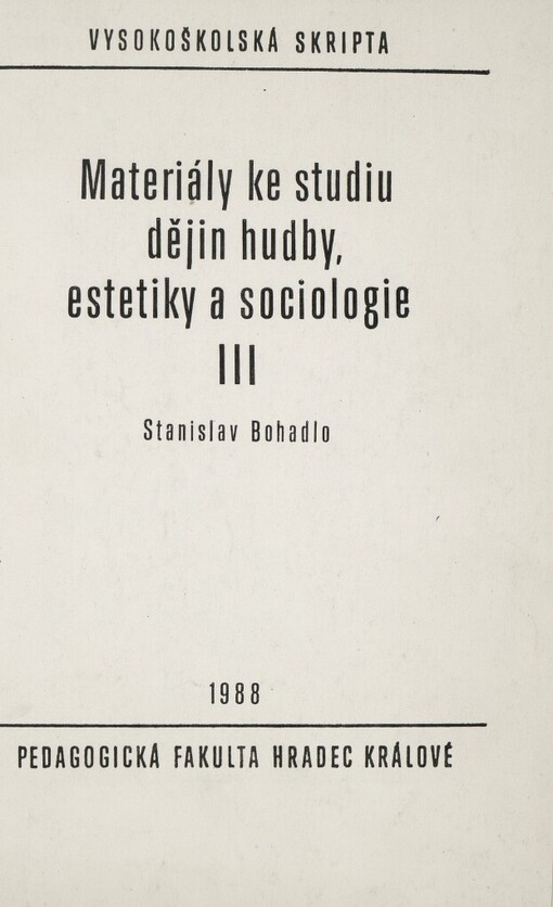 Materiály k dějinám hudby, sociologie a estetiky :Určeno pro posl. pedagog. fak.Díl 3,Období baroka