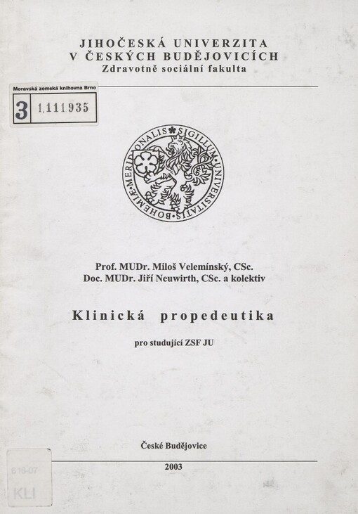 Klinická propedeutika pro studující ZSF JU