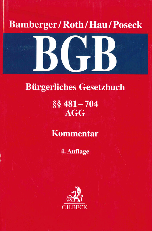Bürgerliches Gesetzbuch : Kommentar. Band 2, §§ 481-704 AGG