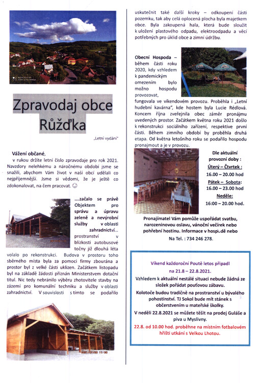 Zpravodaj obce Růžďka