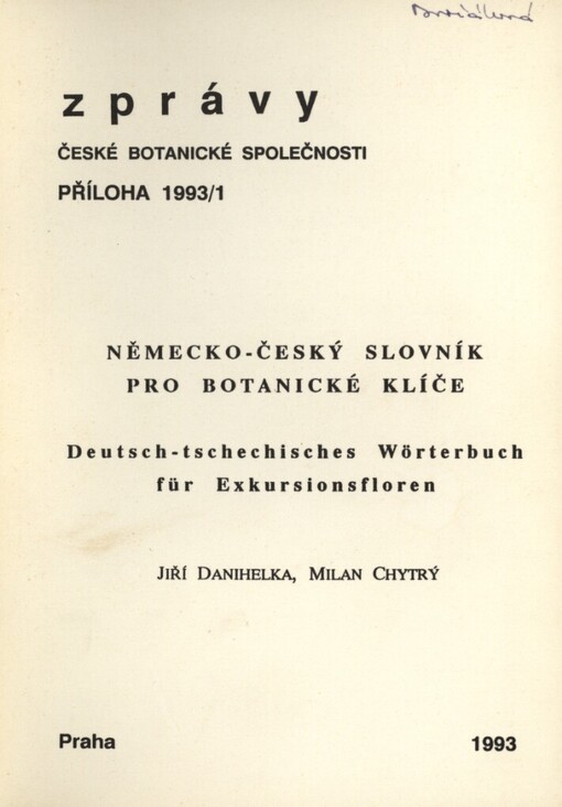 Německo-český slovník pro botanické klíče