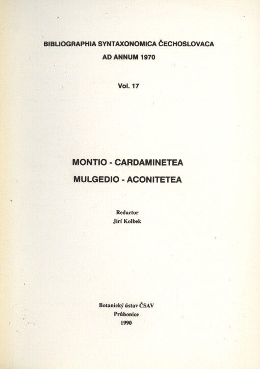 Montio-Cardaminetea Br.-Bl. et Tüxen ex Klika et Hadač 1944. Mulgedio-Aconitetea Hadač et Klika in Klika et Hadač 1944: mulgedio-aconitetea Hadač et Klika in Klika et Hadač 1944