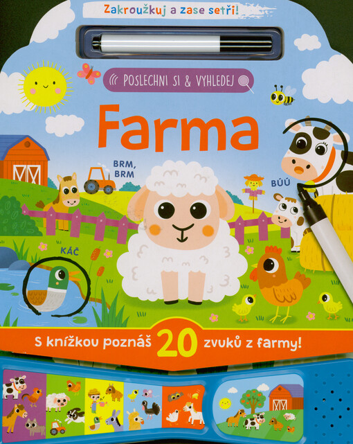 Farma : zakroužkuj a zase setři : s knížkou poznáš 20 zvuků z farmy!