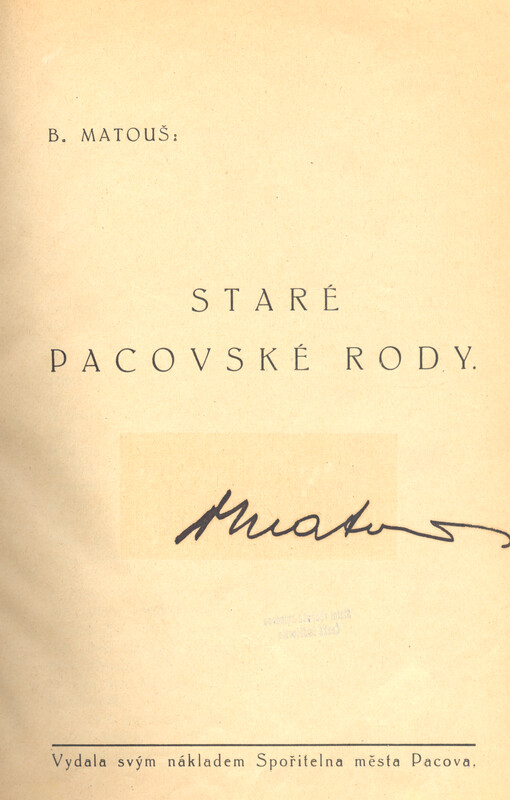 Staré pacovské rody