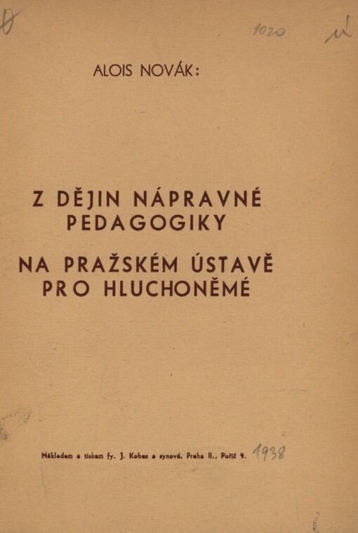 Z dějin nápravné pedagogiky: Na pražském ústavě pro hluchoněmé