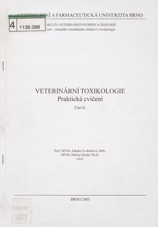 Veterinární toxikologie: praktická cvičení