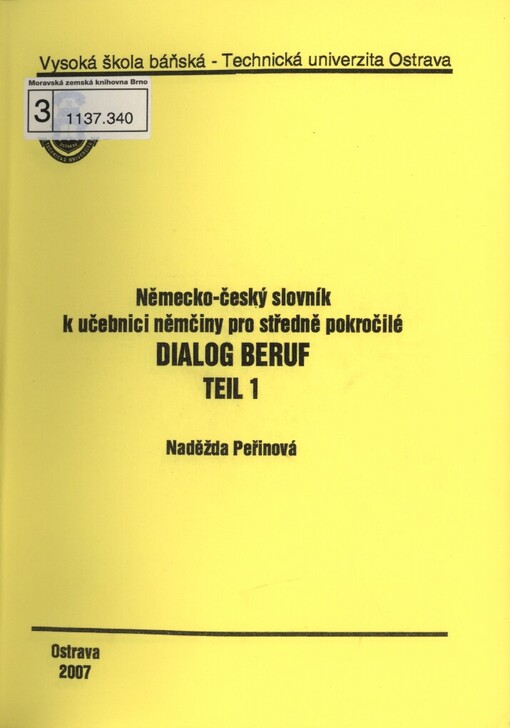 Německo-český slovník k učebnici němčiny pro středně pokročilé Dialog Beruf