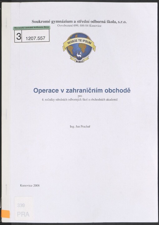Operace v zahraničním obchodě: pro 4. ročníky středních odborných škol a obchodních akademií