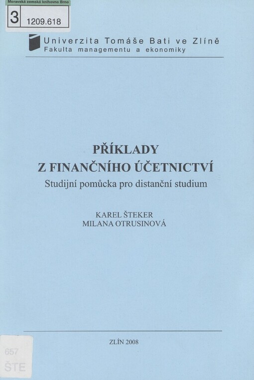Příklady z finančního účetnictví: studijní pomůcka pro distanční studium