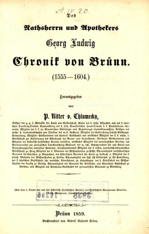 Chronik von Brünn (1555-1604)