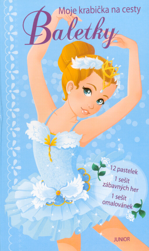 Moje krabička na cesty : 12 pastelek, 1 sešit zábavných her, 1 sešit omalovánek. Baletky