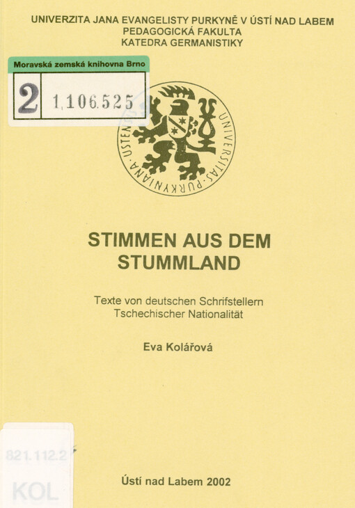 Stimmen aud dem Stummland : Texte von deutschen Schrifstellern Tschechischer Nationalität