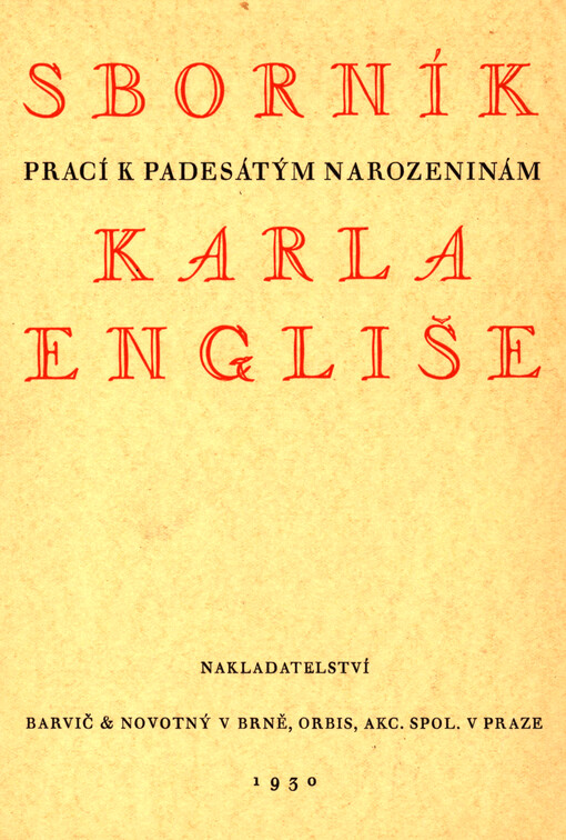 Sborník prací k padesátým narozeninám Karla Engliše