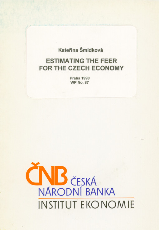 Estimating the FEER for the Czech economy