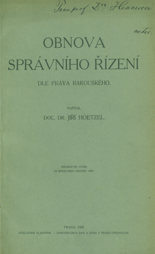 Obnova správního řízení dle práva rakouského