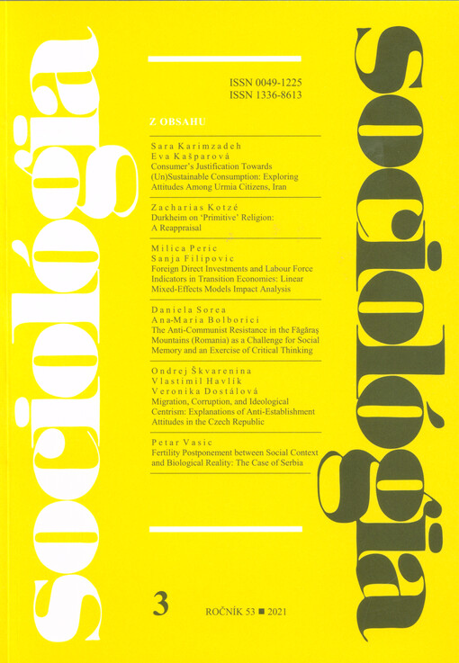 Sociológia : časopis pre otázky sociológie.