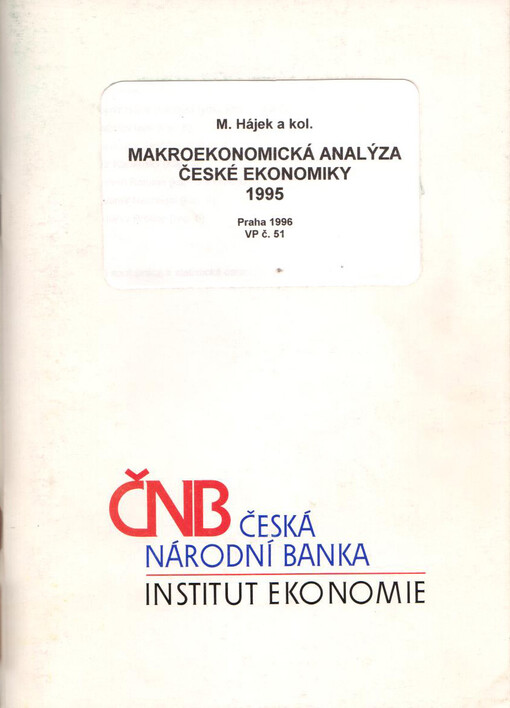 Makroekonomická analýza české ekonomiky 1995 /