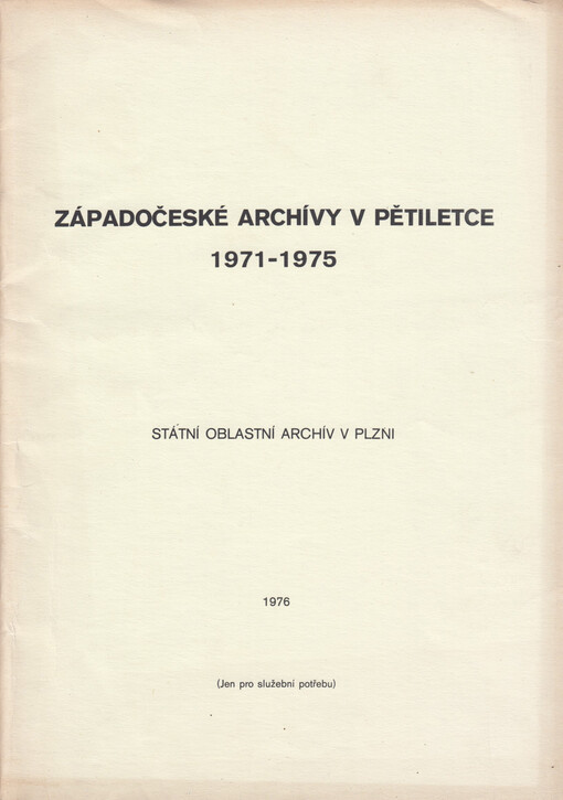 Západočeské archívy v pětiletce 1971-1975