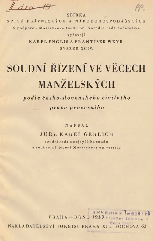 Soudní řízení ve věcech manželských podle česko-slovenského civilního práva procesního
