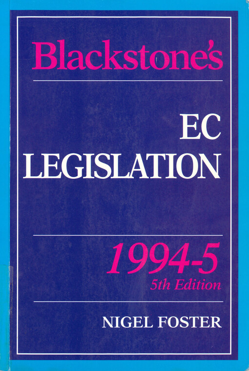 Blackstone's EC Legislation [1994-5]