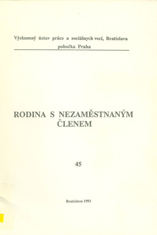 Rodina s nezaměstnaným členem