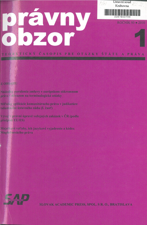 Právny obzor : teoretický časopis pre otázky štátu a práva
