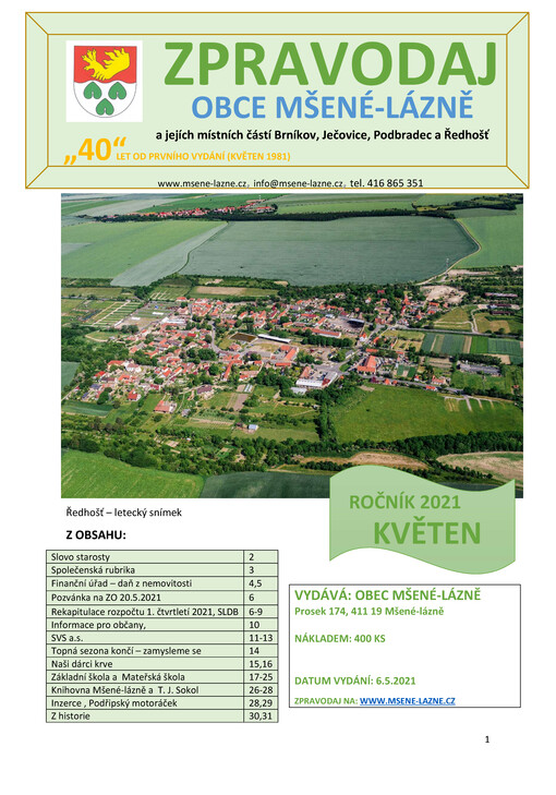 Zpravodaj obce Mšené-lázně