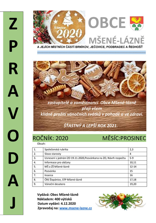 Zpravodaj obce Mšené-lázně