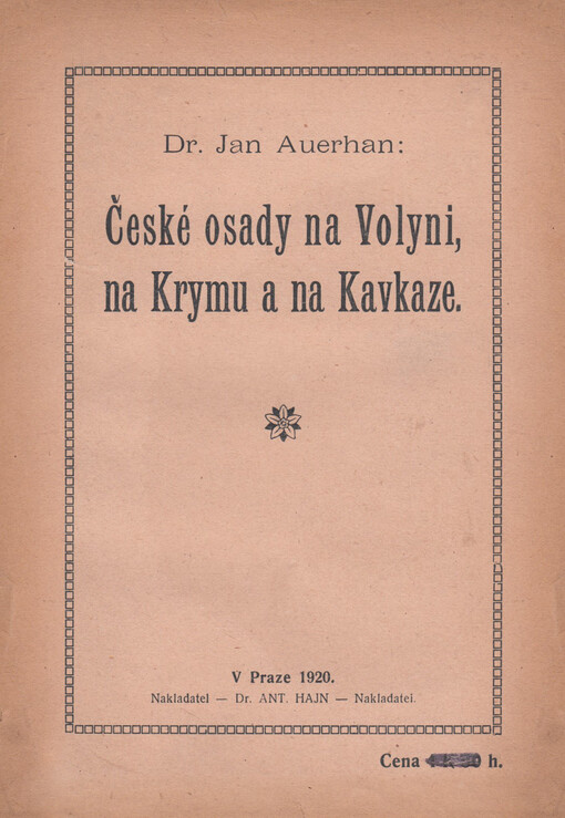 České osady na Volyni, na Krymu a na Kavkaze