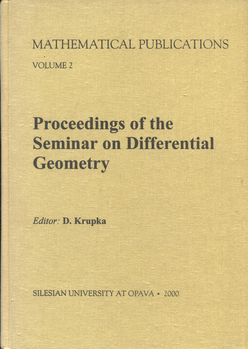 Proceedings of the seminar on differential geometry
