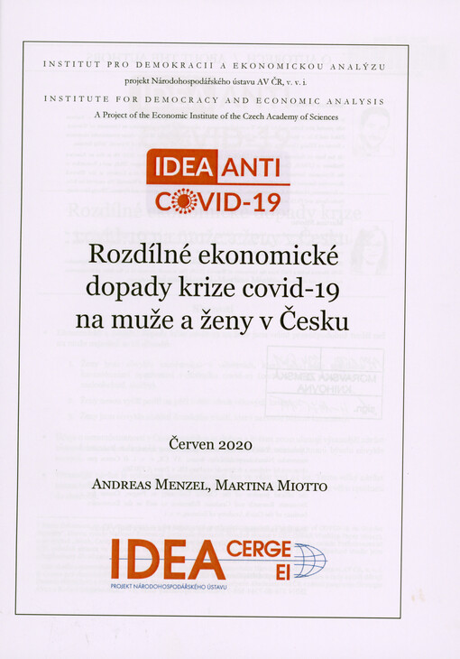Rozdílné ekonomické dopady krize covid-19 na muže a ženy v Česku