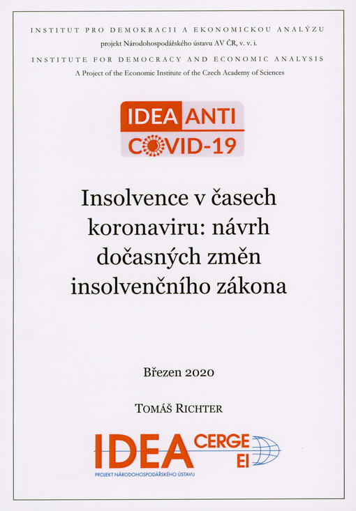 Insolvence v časech koronaviru : návrh dočasných změn insolvenčního zákona