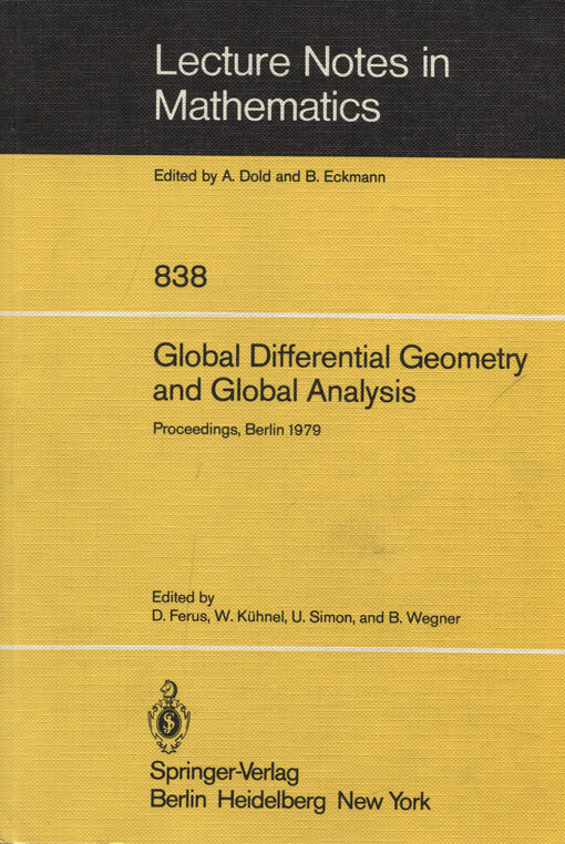 Global differential geometry and global analysis : proceedings of the colloquium held at the Technical University of Berlin, November 21-24, 1979