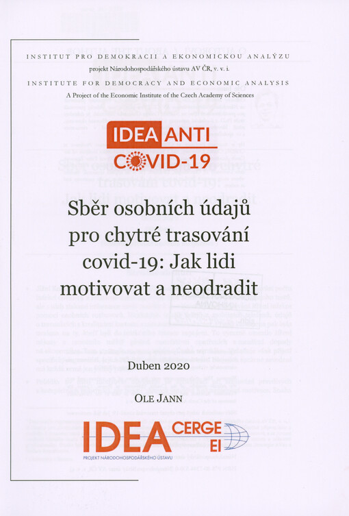 Sběr osobních údajů pro chytré trasování covid-19 : jak lidi motivovat a neodradit