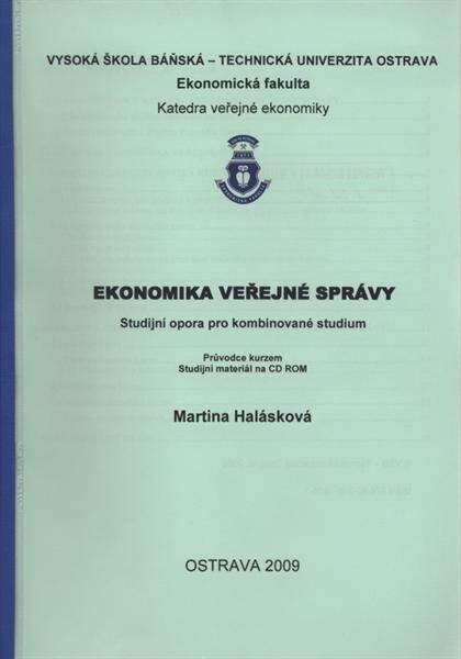 Ekonomika veřejné správy : studijní opora pro kombinované studium : průvodce kurzem