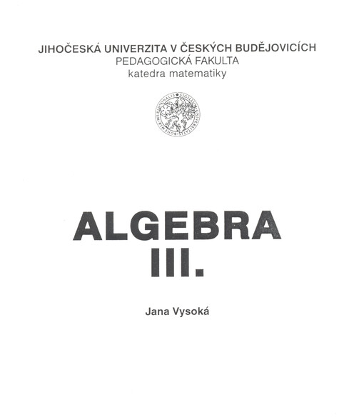 Algebra III.