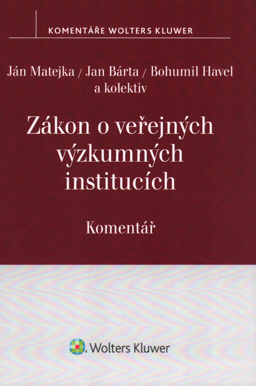 Zákon o veřejných výzkumných institucích : komentář